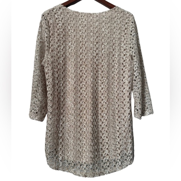 JM Collection Taupe 3/4 Sleeve Layered Blouse - Picture 5 of 12